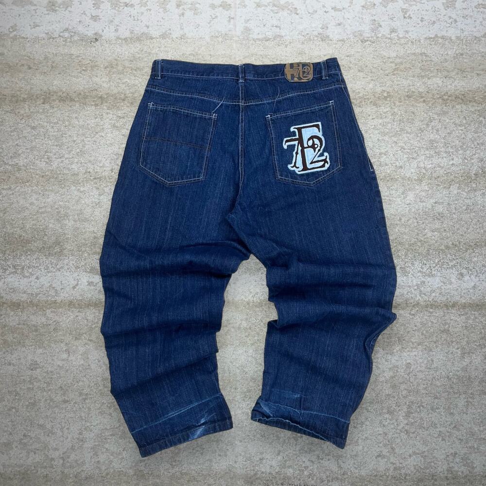 Vintage Y2K Skater Wide Leg Jeans 42x34 Baggy Dark Wash Evolution 72 Denim Rap